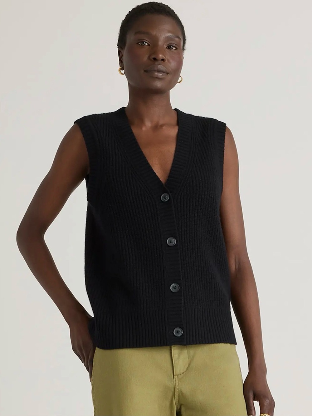 Quince Mongolian Cashmere Fisherman Sweater Vest